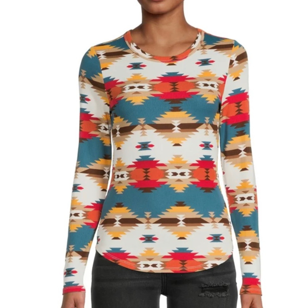 No Boundaries Aztec Print Long Sleeve Top